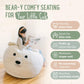 Kids Bean Bag Chair - Soft Sherpa and Memory Foam Stuffed Animal Beanbag Seat