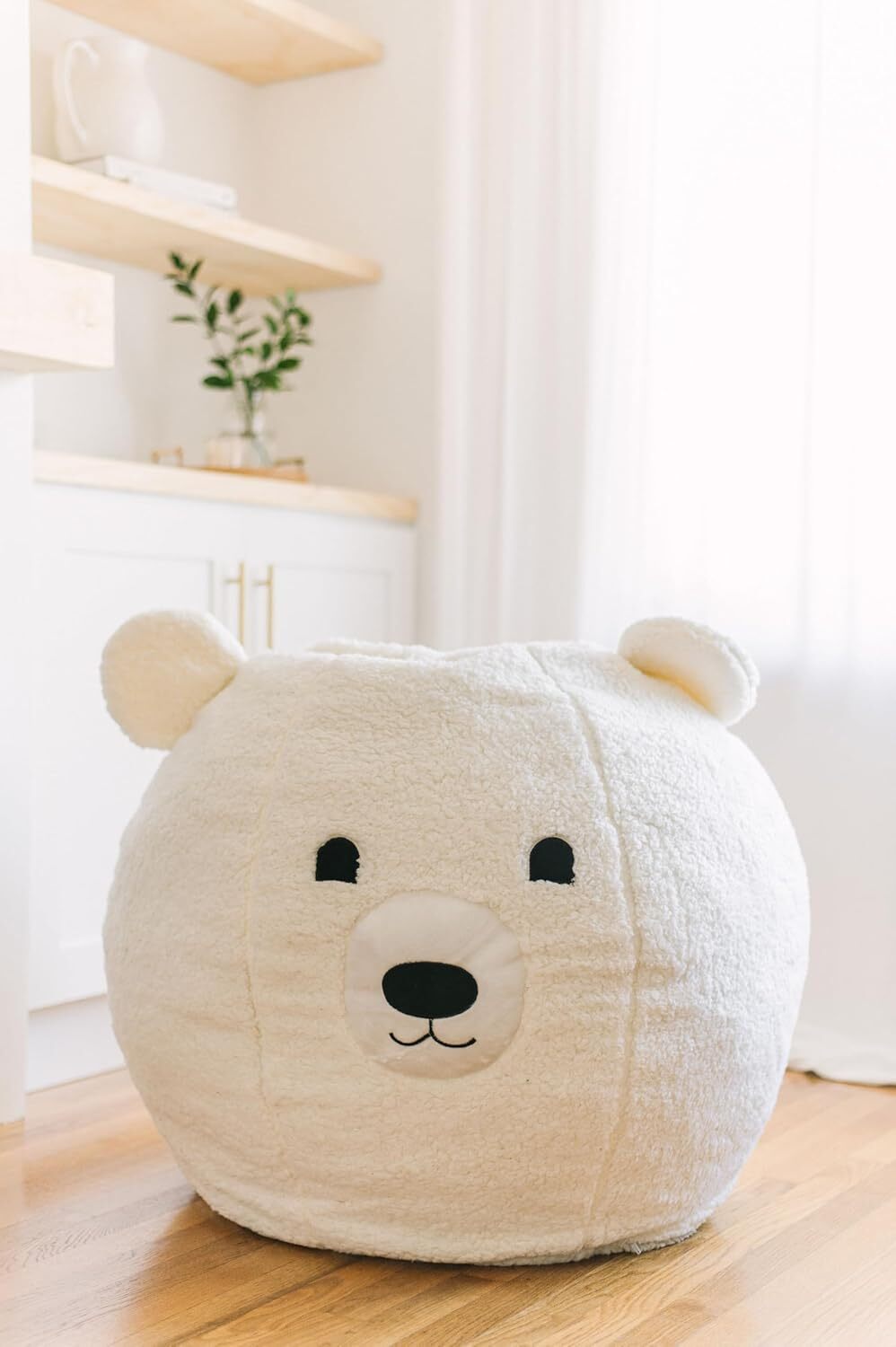 Kids Bean Bag Chair - Soft Sherpa and Memory Foam Stuffed Animal Beanbag Seat