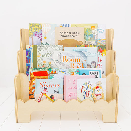 Wooden Kids Bookshelf w/Scalloped Edges